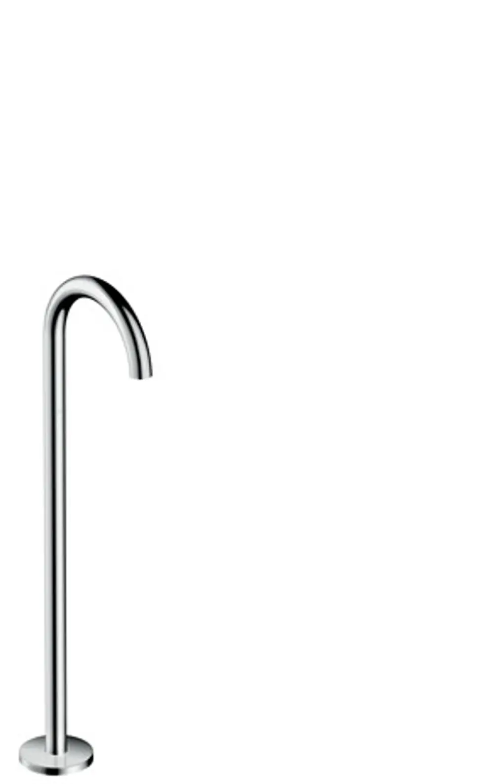Bodenstehender Einlauf aus Chrom mit gebogener Form, designet von AXOR, auf hellem Hintergrund.